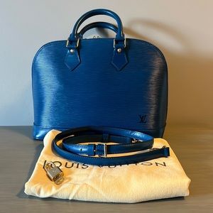 Louis Vuitton Alma in Blue Epi Leather WITH Strap AND Padlock & Key!